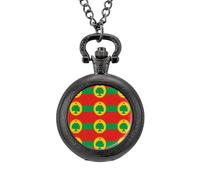 Flag of The Oromo Liberation Front Classic Quartz Pocket Watch Vintage Men's Pocketwatch with Chain Christmas Gifts for Father Husband Boyfriend