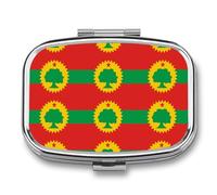 Flag of The Oromo Liberation Front Mini Pill Box Portable Vitamins Organizer 2 Compartment Square Pills Case for Pocket Purse