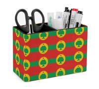 Flag of The Oromo Liberation Front PU Leather Pen Holder for Desk Multifunctional Pencil Makeup Brush Organizer Caddy for Home Office