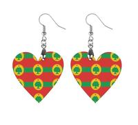 Flag of The Oromo Liberation Front Trendy Wooden Earrings Lightweight Charms Pendant Hooks Gifts for Women Star