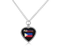 Flag of The Philippines Custom Urn Necklace for Ashes Heart Keepsake Pendant Jewelry Memorial Cremation