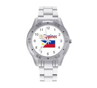 Flag of The Philippines Men's Watches Stainless Steel Watch Strap Analog Quartz Watch Business Wristwatches