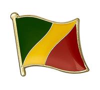 Flag of the Republic of the Congo Metal Enamel Pin Badge - 1.9cm x 1.6cm - Hard Enamel Green Yellow Red Tricolor Lapel Pin - Congolese Patriotic Symbol
