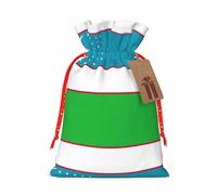 Flag Of The Republic Of Uzbekistan Christmas Canvas Gift Bag With Drawstring,Reusable Personalizedgift Bag