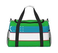 Flag Of The Republic Of Uzbekistan Foldable Travel Duffel Bag Tote Carry On Luggage Bag For Weekend Getaways, For Spontaneous Trips, Black, One Size, Black, One Size