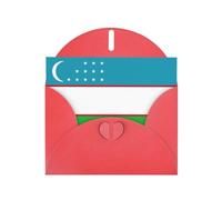 Flag of the Republic of Uzbekistan Greeting Card With Envelope, Birthday Card, Christmas Card, Invitation Card, 3 Colors
