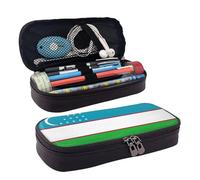 Flag of The Republic of Uzbekistan Leather Pencil Case Stationery Portable Multifunctional Storage Bag Academy Supplies