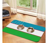 Flag of the Republic of Uzbekistan Pet Water Absorbent Faux Leather Feeding Mat 40x60cm Non Slip Durable Mat for Cat and Dog Bowls