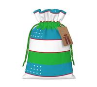 Flag of the Republic of Uzbekistan Print Birthday Gifts Wrap Bag Unique Drawstring Gifts Bag Canvas Bags for Party Wedding Present,1 Piece M