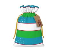 Flag of the Republic of Uzbekistan Print Birthday Gifts Wrap Bag Unique Drawstring Gifts Bag Canvas Bags for Party Wedding Present,1 Piece S