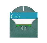 Flag Of The Republic Of Uzbekistan Print Blank Note Card, All Occasion Holidays Greeting Card Dark Green