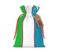 Flag of the Republic of Uzbekistan print Christmas bag, drawstring sack - fit holiday present packaging for family and friends
