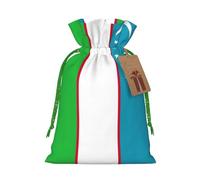 Flag of the Republic of Uzbekistan print Christmas bag, drawstring sack - fit holiday present packaging for family and friends