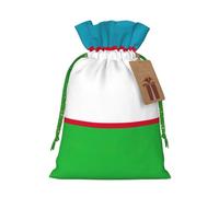 Flag Of The Republic Of Uzbekistan Print Christmas Bag Holiday Present Sack Xmas For Seasonal Decor Gift Wrapping