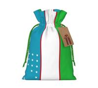 Flag Of The Republic Of Uzbekistan Print Christmas Bags Holiday Present Drawstring Gift Sacks Birthday Xmas Party Favors