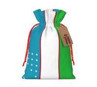 Flag Of The Republic Of Uzbekistan Print Christmas Bags Holiday Present Drawstring Gift Sacks Birthday Xmas Party Favors
