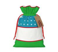 Flag of the Republic of Uzbekistan print Christmas Packing Bag Linen Bags with Drawstring Wedding Present Bag