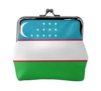 Flag of the Republic of Uzbekistan print Cute Buckle Coin Purses Vintage Pouch Kiss lock Change Purse Wallets for Women Fashion, Black, One Size, Vintage