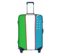 Flag of the Republic of Uzbekistan Print Decorative Travel Luggage Cover Concealed Zipper Suitcases Anti Scratch Dustproof, White, X-Large