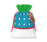 Flag Of The Republic Of Uzbekistan Print Festive Red Drawstring Bag, Small Favors Pouch Ideal For Christmas Party Gifting-S Size