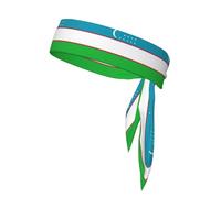 Flag Of The Republic Of Uzbekistan Print Head Tie Headbands, Ninja Karate Tie, Athletic Sweatbands,Sweat Wicking Workout Head Band