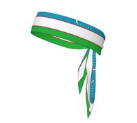 Flag Of The Republic Of Uzbekistan Print Ninja Headbands,Adjustable Head Tie For Men, Sports Sweatband For Yoga Running Basketball