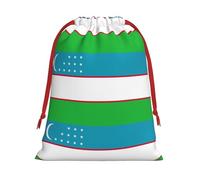 Flag of the Republic of Uzbekistan Print Personalized Drawstring gifts Bag Fashion Soft Velvet Present bag for Women Christmas 1 pack S