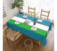 Flag of the Republic of Uzbekistan print Tablecloth, Square lace farmhouse tablecloth, for indoor and outdoor dining