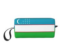 Flag of the Republic of Uzbekistan print Travel Toiletry Pouch, Pencil Bag Canvas Makeup Bag, Multi-Purpose Cosmetic Bag with Zipper, White, One Size