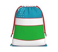 Flag Of The Republic Of Uzbekistan Print Ultra Soft Plush Gift Bags, Drawstring Christmas Party Candy Treat Favors, Xmas Holiday Sacks, Wedding Jewelry Pouches