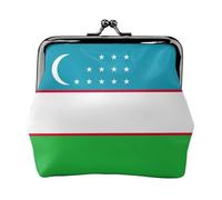 Flag Of The Republic Of Uzbekistan Print Women'S Kiss Lock Coin Pouch, Mini Wallet For Cards And Lipstick, Soft Compact Purse