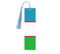 Flag of The Republic of Uzbekistan Print Wood Bookmark for Women Men,with Tassels Reading Bookmarks for Book Lovers,Gifts