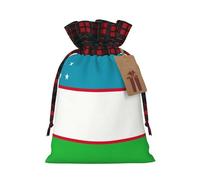 Flag Of The Republic Of Uzbekistan Print Xmas Drawstring Gift Bag Festive Christmas Reusable Wrapping Bags Needs