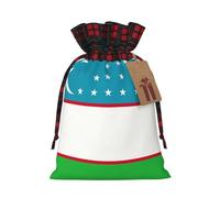 Flag Of The Republic Of Uzbekistan Print Xmas Drawstring Gift Wrapping Bag For Christmas Festive Present Packaging Needs