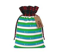Flag Of The Republic Of Uzbekistan Printing Color Matching Plaid Christmas Bag With Drawstring For Christmas Birthdays Party,4.7x6.9 Inch
