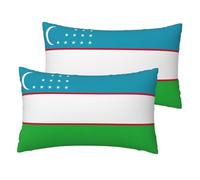 Flag Of The Republic Of Uzbekistan Printing Imitation Linen Pillow Cases Set Of 2 Luxury Pillow Cases 12x20 Inches For Sofa,Bed,Office