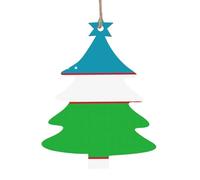Flag of the Republic of Uzbekistan Wooden Tree Ornaments Christmas Tree Shape 6 PCS, Vintage Hanging Holiday Decorations, Souvenir Holiday Decor