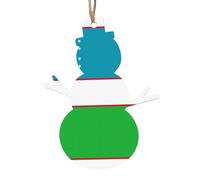 Flag of the Republic of Uzbekistan Wooden Tree Ornaments Snowman Shape 6 PCS, Vintage Hanging Holiday Decorations, Souvenir Holiday Decor