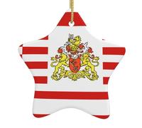 Flag of The Senate of Bremen Christmas Ceramic Star Pendant with Punched Holes and Gold Wire Rope, Christmas Tree Home Decoration