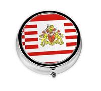 Flag of The Senate of Bremen Take-Along Pill Box, Portable Round Pill Box, fits in Your Purse Pocket Lightweight 3 Compartment Pill Box,