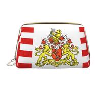 Flag of The Senate of Bremen Zipper Closure Leather Portable Waterproof Cosmetic Bag for Home Travel to Organize Toiletries Sundries