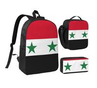 Flag Of The Sirian Arab Republic Breathable Backpack Set 3 in 1 Lunch Bag Handy for Carrying Snacks and Drinks
