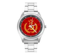 Flag of The Soviet Union Personalized Quartz Watch Stainless Steel Wrist Watches with Arabic Numerals for Men Women