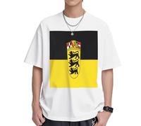 Flag of The State of Baden-Württemberg Mens T-Shirts & Womens T-Shirts, White and Black Graphic Tees for Men and Women, Soft and Breathable