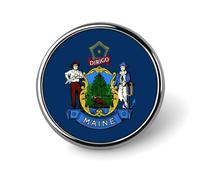 Flag of The State of Maine Round Brooch Pins Badge Printed Button Tie Lapel Backpack Pin Decoration for Women Men