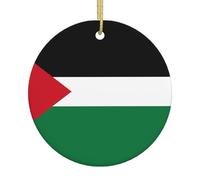 Flag of The State of Palestine A 2.9-inch Ceramic Christmas Ornament with a Printed Pattern Perfect for windowsills porches and Living Rooms