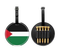 Flag of The State of Palestine Black Golf tee Storage Bag, Multifunctional Golf tee Storage Bag for Men, Durable PU Material