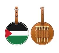 Flag of The State of Palestine Brown Golf tee Storage Bag, Multifunctional Golf tee Storage Bag for Men, Durable PU Material