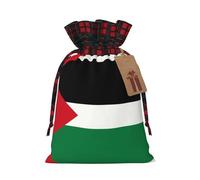 Flag of the State of Palestine Christmas Tree Hanging Gift Bags Jute Drawstring Sacks with, Eco-Friendly Festive Decor & Small Present Bag for Xmas Tree
