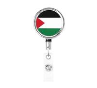 Flag of The State of Palestine Heavy Duty Metal Retractable Badge Holder.Extendable and Adjustable, wear-Resistant